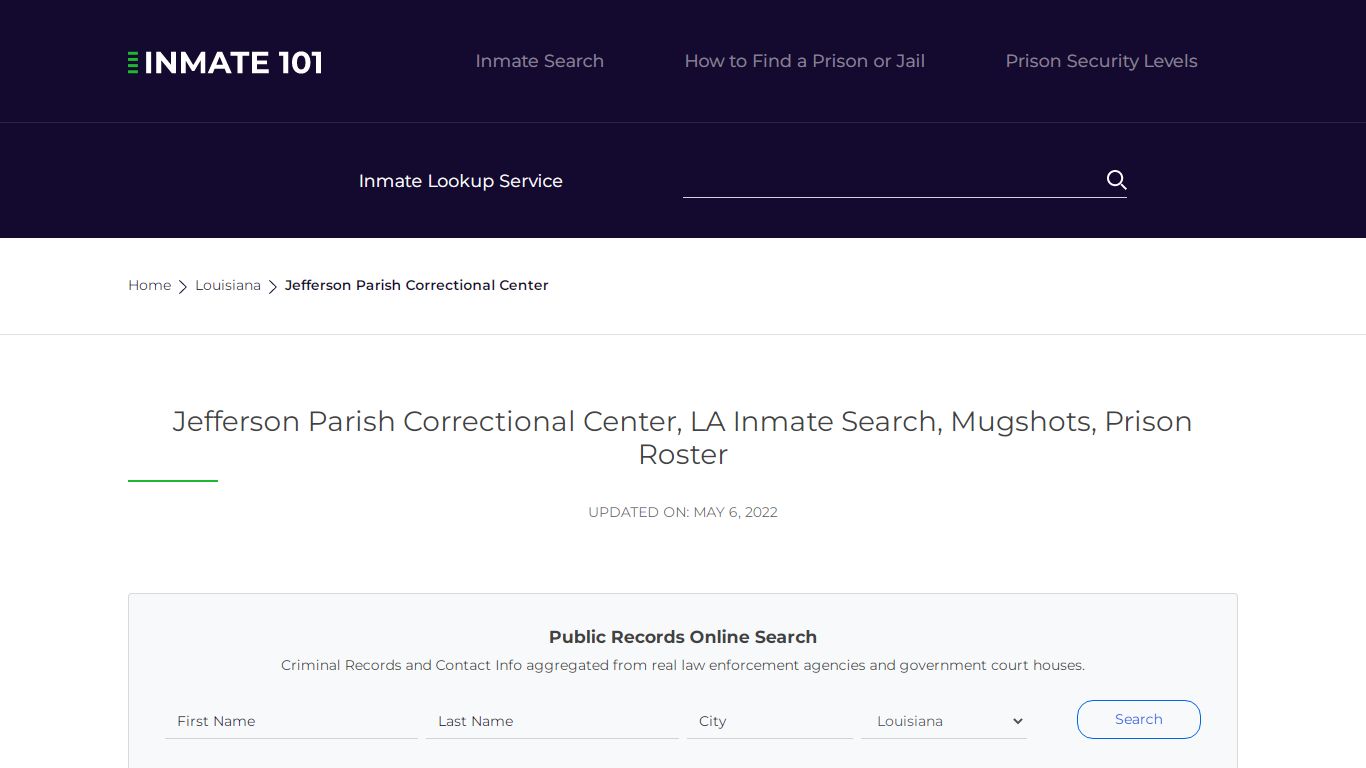 Jefferson Parish Correctional Center, LA Inmate Search ...